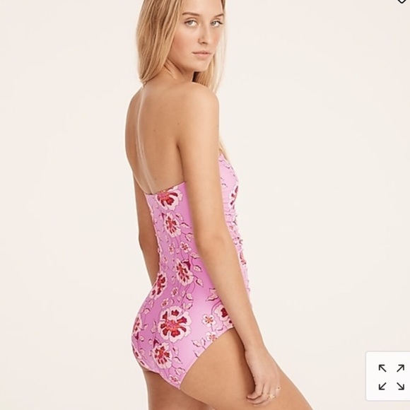 “J. CREW” Ruched Climbing Floral Bandeau One Piece - Picture 2 of 14